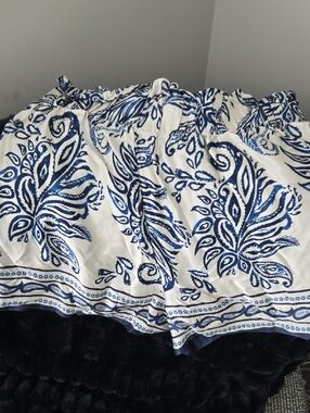 White and Blue Floral Print Shorts